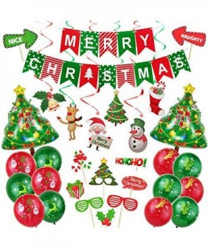 48 pcs Christmas Decorations Kit Merry Christmas Banner Christmas Tree Foil Balloon Christmas Photo Booth Props Christmas Swr...