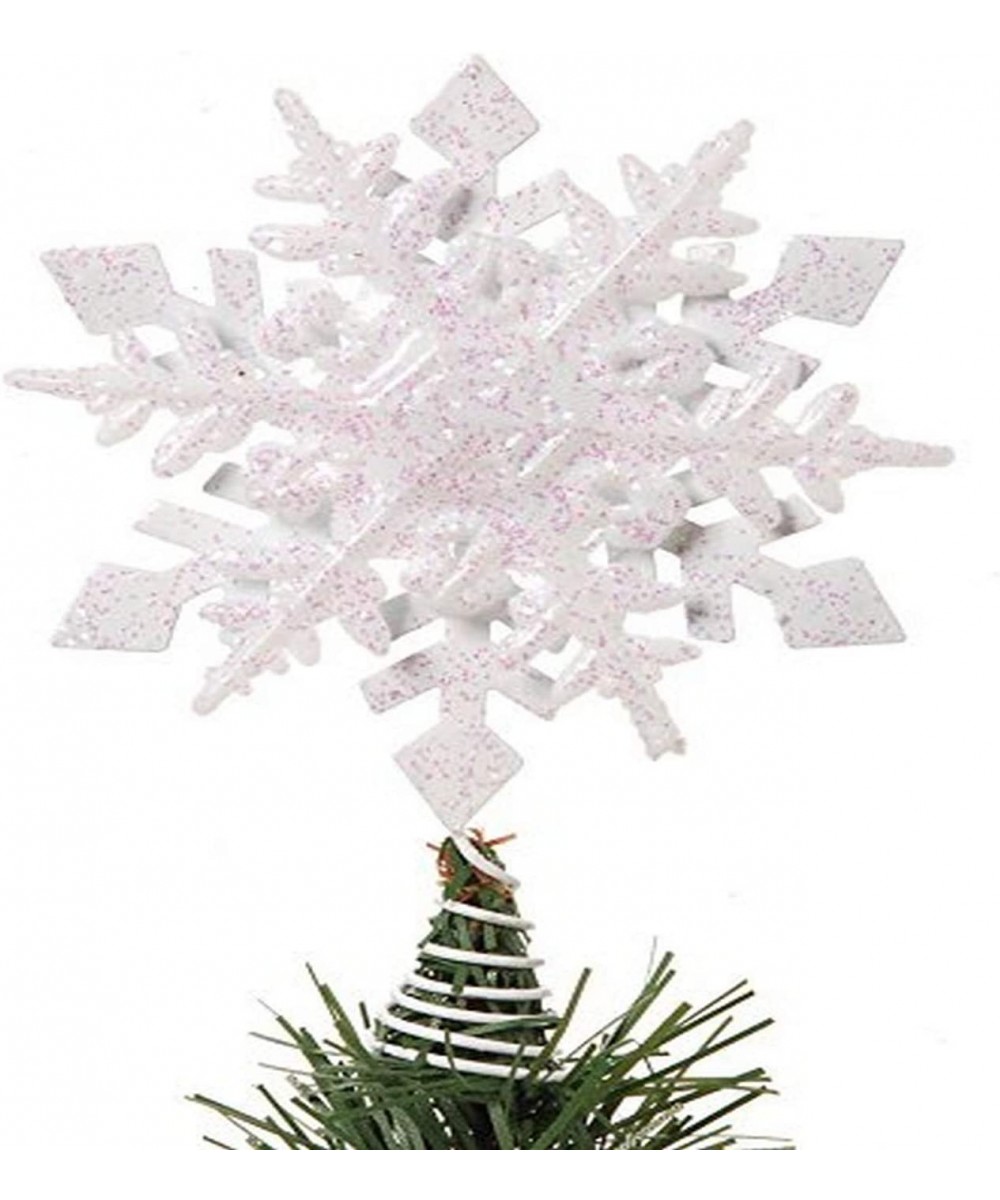 Tree Topper-White Glitter Snowflake - CK11ONP7A61 $8.02 Tree Toppers