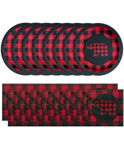 Buffalo Plaid Party Bundle - Dinner Plates and Napkins 5x5" - Great for Lumberjack Themed Events- Rustic Birthday Party- Fami...