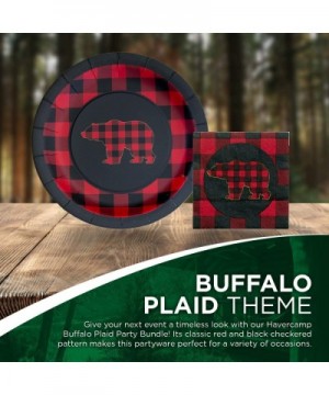 Buffalo Plaid Party Bundle - Dinner Plates and Napkins 5x5" - Great for Lumberjack Themed Events- Rustic Birthday Party- Fami...