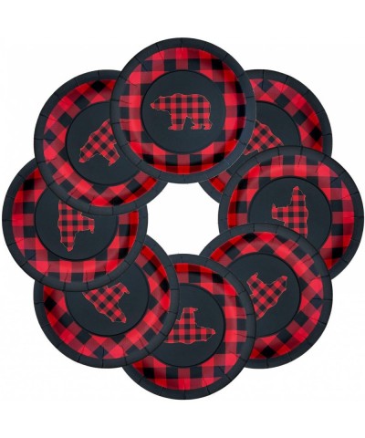 Buffalo Plaid Party Bundle - Dinner Plates and Napkins 5x5" - Great for Lumberjack Themed Events- Rustic Birthday Party- Fami...