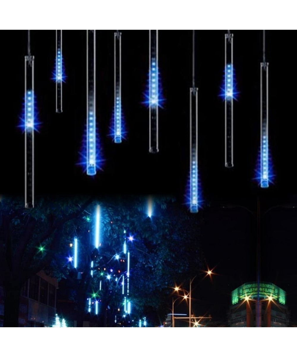 String Lights- LED Meteor 8 Tubes 20 cm Lighting for Home Xmas Wedding Party - Blue - CO1870G92LH $11.63 Outdoor String Lights