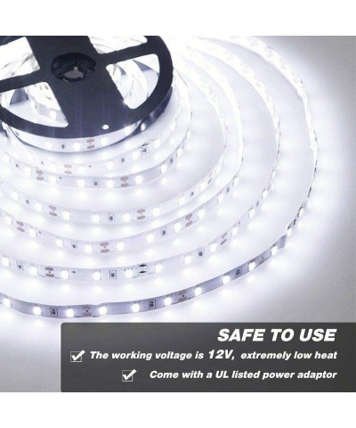 5m/16.4ft 12V Led Light Strip Kit- SMD 2835 Non-Waterproof 300 LEDs Daylight White Led Tape Light for Home- Kitchen- Party- U...