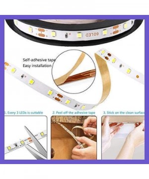 5m/16.4ft 12V Led Light Strip Kit- SMD 2835 Non-Waterproof 300 LEDs Daylight White Led Tape Light for Home- Kitchen- Party- U...