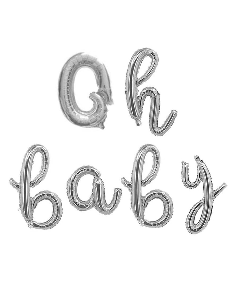 Oh Baby Cursive Foil Letter Balloons Banner Oh Baby Sign Script Balloons Baby Shower Gender Reveal-16"-Silver - CC199RUI4QU $...