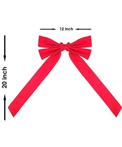 Large Red Velvet Christmas Wreath Bow- Dimensions of 12" W X 20" L - Great for Christmas Garland- Large Gifts- Parties and Mo...