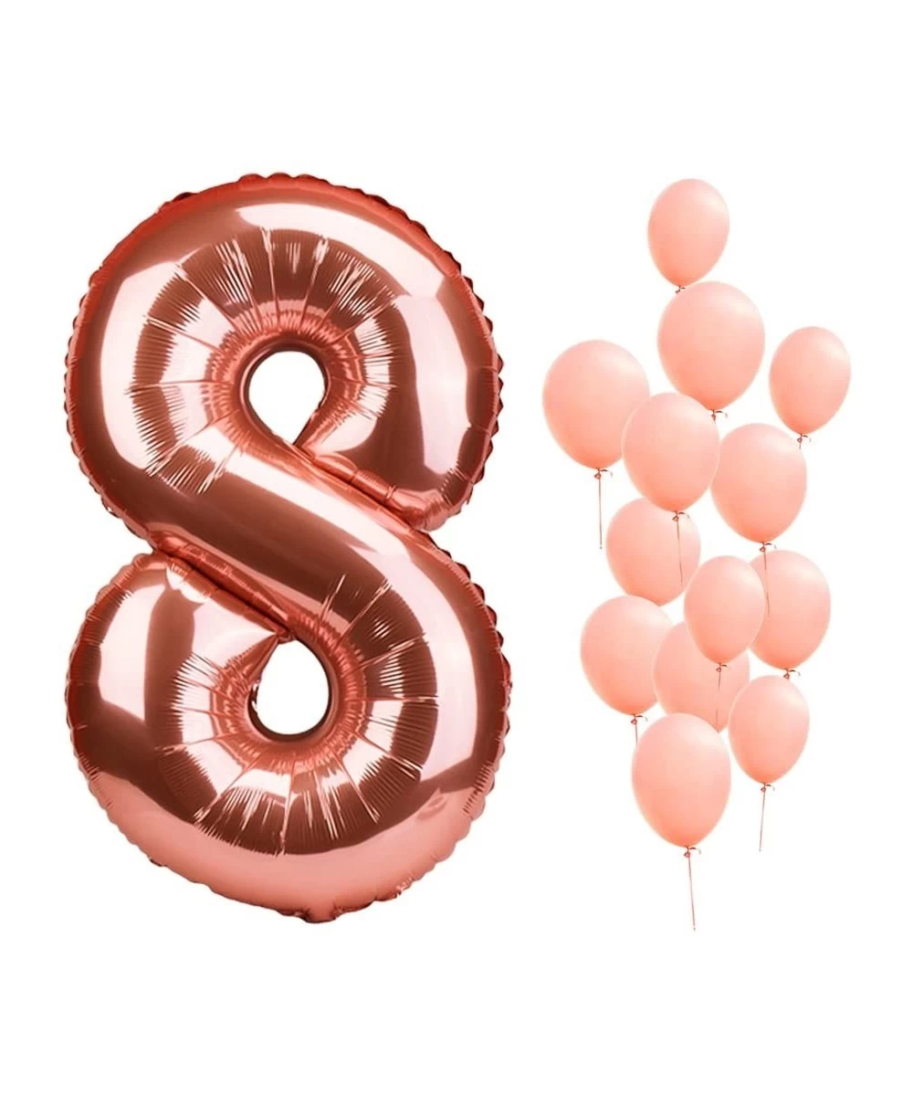 40" Rose Gold Foil Mylar Number Balloons Birthday Party Wedding Decoration Helium Digit Balloons-Number 8 - Rose Gold 8 - CR1...