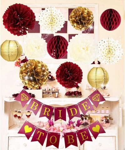 Burgundy Gold Bridal Shower Decorations/Fall Wedding Decorations Burgundy Polka Dot Fans Bride to Be Banner for Burgundy Wedd...