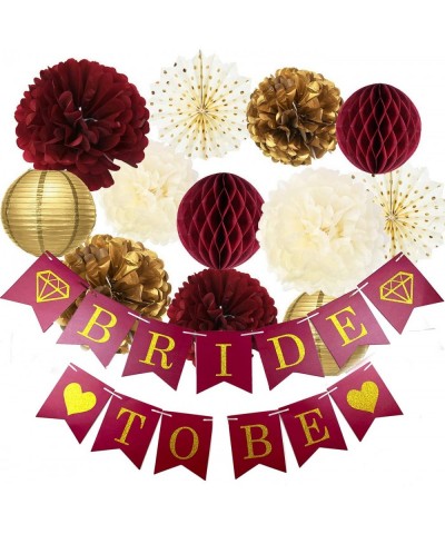 Burgundy Gold Bridal Shower Decorations/Fall Wedding Decorations Burgundy Polka Dot Fans Bride to Be Banner for Burgundy Wedd...