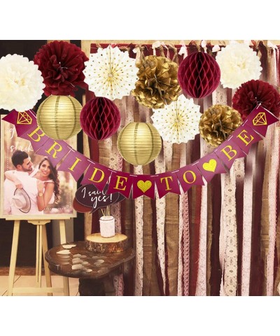 Burgundy Gold Bridal Shower Decorations/Fall Wedding Decorations Burgundy Polka Dot Fans Bride to Be Banner for Burgundy Wedd...