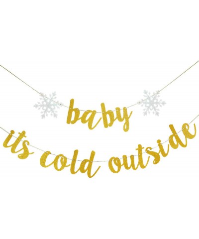 Baby Its Cold Outside Banner Gold Glitter- Winter Wonderland Baby Shower Party Decorations-Snowflake Birthday Decorations-Bab...