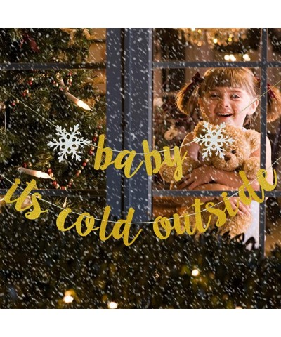 Baby Its Cold Outside Banner Gold Glitter- Winter Wonderland Baby Shower Party Decorations-Snowflake Birthday Decorations-Bab...