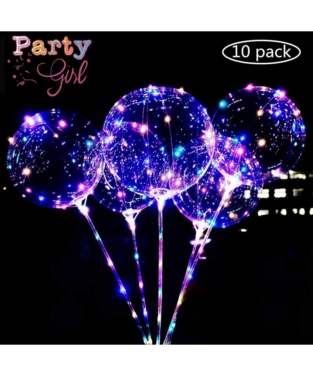 10 PCS LED Balloons Light Up Clear Bobo Balloon 15IN Reusable Transparent Bobo Party Decor Supplies Balloons with Sticks for ...