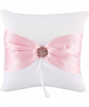 7.8" Satin Artificial Diamond Decoration Wedding Ring Bearer Pillow (Pink) - Pink - CU18Z2CG89D $8.02 Ceremony Supplies