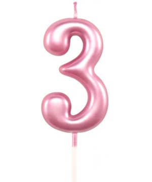 3rd Birthday Candle Three Years Pink Happy Birthday Number 3 Candles for Cake Topper Decoration for Party Kids Adults Numeral...