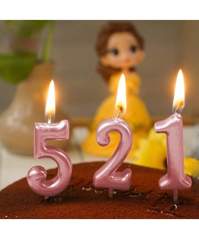 3rd Birthday Candle Three Years Pink Happy Birthday Number 3 Candles for Cake Topper Decoration for Party Kids Adults Numeral...