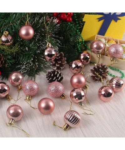 18Pcs Christmas Balls Ornaments for Xmas Tree - Shatterproof Christmas Tree Decorations Large Hanging Ball Gold Rose3.2 x 18 ...