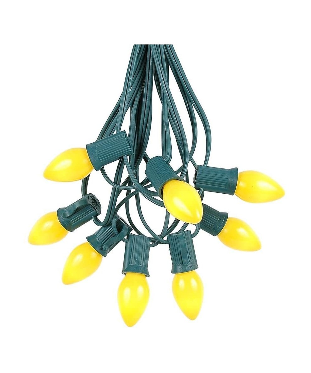 C7 Yellow Ceramic Christmas Lights Set - Indoor/Outdoor Christmas Light String - Christmas Tree Lights - Opaque Christmas Bul...