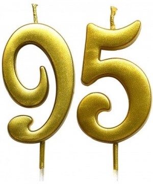 Gold 95th Birthday Numeral Candle- Number 95 Cake Topper Candles Party Decoration for Women or Men - CB18U2AT4XK $8.72 Birthd...