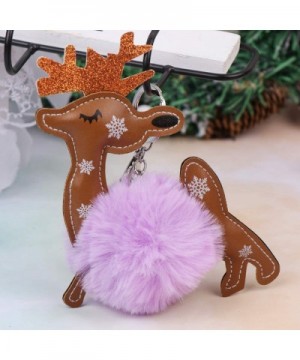 Christmas Fur Fluffy Pom Balls Keychain Reindeer Keychains Pendant Ornaments for for Holiday Party Favors Gift (Violet) - Vio...