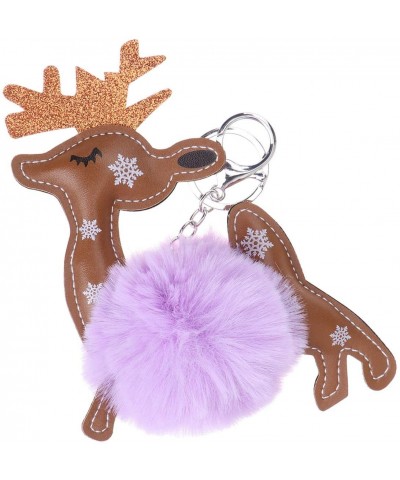 Christmas Fur Fluffy Pom Balls Keychain Reindeer Keychains Pendant Ornaments for for Holiday Party Favors Gift (Violet) - Vio...