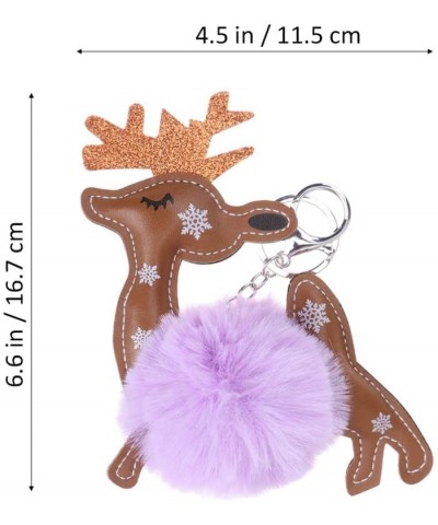 Christmas Fur Fluffy Pom Balls Keychain Reindeer Keychains Pendant Ornaments for for Holiday Party Favors Gift (Violet) - Vio...