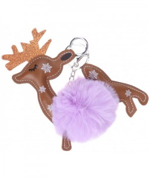 Christmas Fur Fluffy Pom Balls Keychain Reindeer Keychains Pendant Ornaments for for Holiday Party Favors Gift (Violet) - Vio...