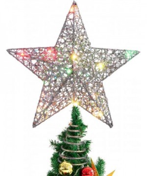 Christmas Tree Star Topper Lights-Xmas Tree Glittered Tree-top with Led Party Home Decor-Silver (Silver) - Silver - C218XWXN3...