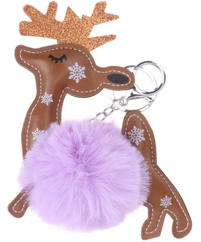 Christmas Fur Fluffy Pom Balls Keychain Reindeer Keychains Pendant Ornaments for for Holiday Party Favors Gift (Violet) - Vio...