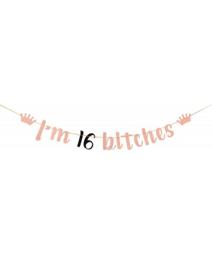 Rose Gold Glitter I'm 16 Bitches Banner - Happy 16th Birthday Banner - Girl's 16th Birthday Party Decorations - Sixteen Years...