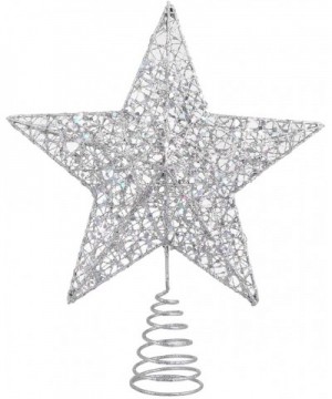 Christmas Tree Star Topper Lights-Xmas Tree Glittered Tree-top with Led Party Home Decor-Silver (Silver) - Silver - C218XWXN3...