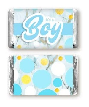 It's A Boy Blue Baby Shower Favors - Hershey's Miniatures Stickers - 54 - Hershey's Miniatures Candy Bar Stickers - Baby Show...