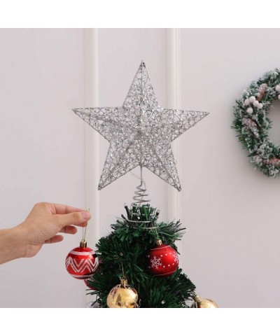 Christmas Tree Star Topper Lights-Xmas Tree Glittered Tree-top with Led Party Home Decor-Silver (Silver) - Silver - C218XWXN3...