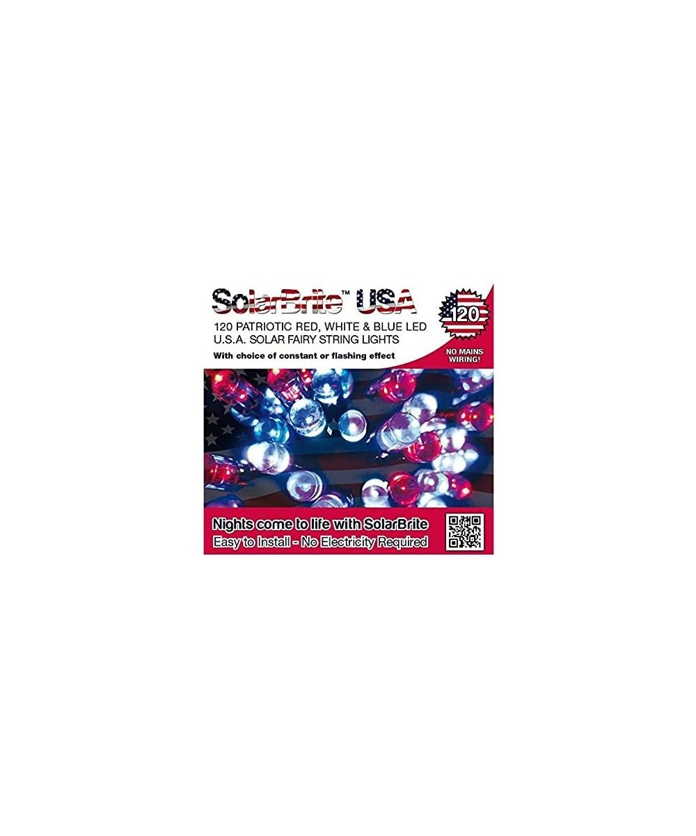 Solar Fairy Lights 120LED Super Bright 4th of July Patriotic Red White & Blue Decorative- Choice of Light Effect. Ideal for T...