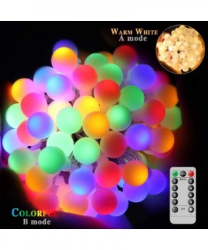 Globe String Lights with Remote Control- 34Ft 60 LED 8 Modes Warm White and Multi-Color Battery Operated Ball String Lights f...