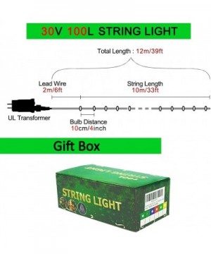 33FT 100LED Connectable String Lights-Safety Christmas Lights Fairy Wall Decoration Lights 30V 8Modes with Memory Plug in for...