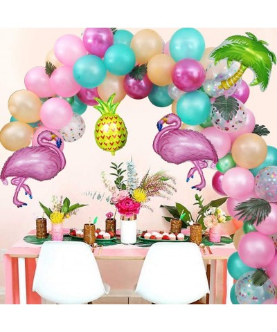 105Pcs Tropical Balloon Garland Kit Hawaii Party Balloons with Palm Leaves for Tropical Luau Flamingo Theme Birthday Wedding ...