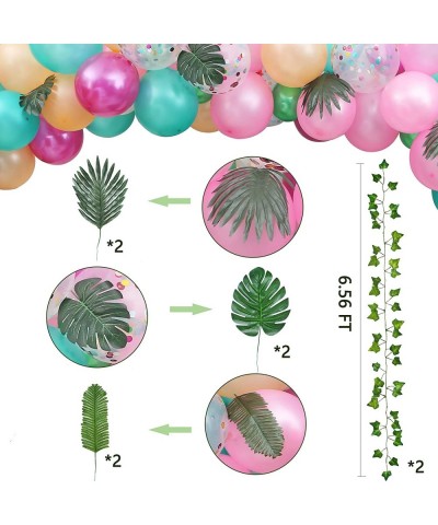 105Pcs Tropical Balloon Garland Kit Hawaii Party Balloons with Palm Leaves for Tropical Luau Flamingo Theme Birthday Wedding ...