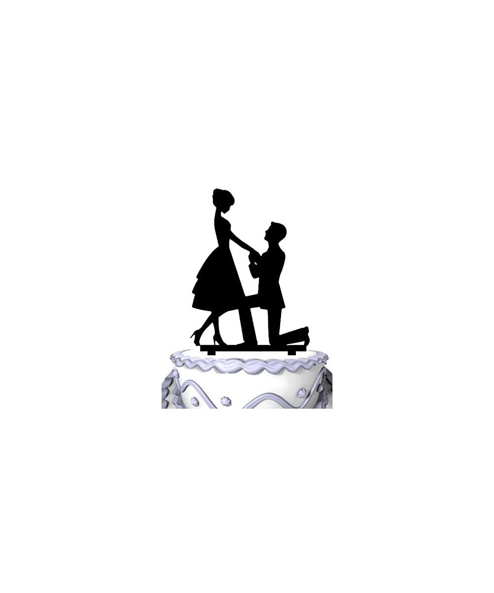 Groom Kneel to the Bride by Asking to Marry Him Silhouette Wedding Cake Topper - CX12FCVYA8F $8.77 Cake & Cupcake Toppers