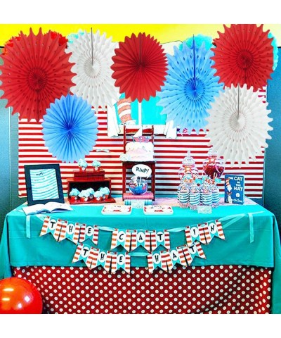 Circus Birthday Decoration Turquoise White Red Tissue Paper Fans for Baby Shower Decorations/Circus Carnival Party Decoration...