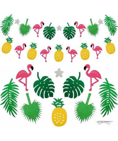 Flamingo Pineapple Tropical Leaves Banner Garland For Room Decoration Luau Hawaiian Summer Beach Party Supplies- 2 Pack - CT1...