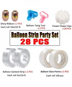 28 PCS Balloon Arch Garland Strip Decorating Kit- 32ft Arch Balloon Tape Strip 20PCS Flower Shape Clips 200 Dot Glue 2PCS Bal...