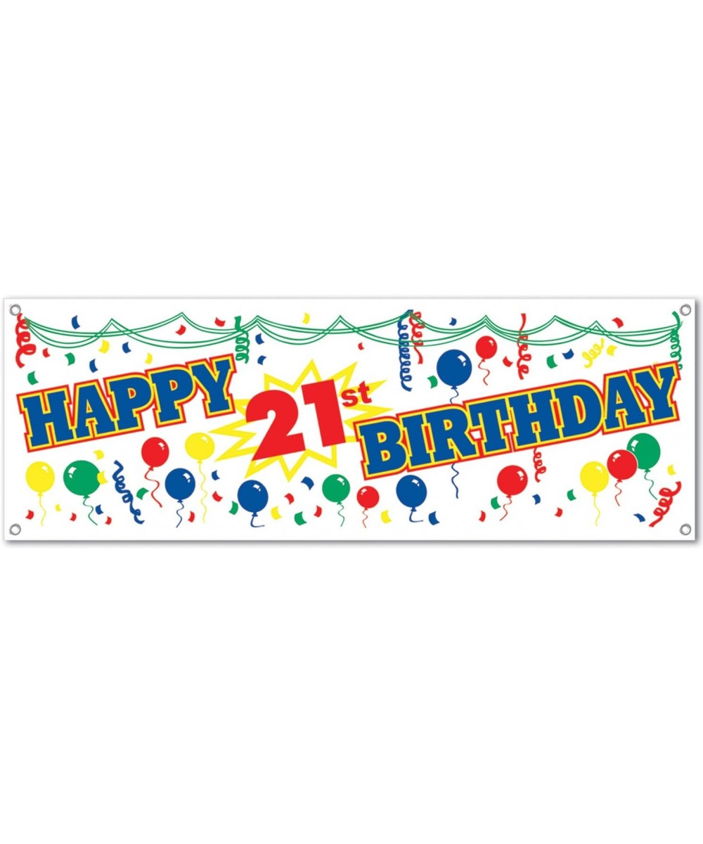 Happy 21st Birthday Sign Banner Party Accessory (1 count) (1/Pkg) - CB115Y1R1G3 $4.58 Banners & Garlands