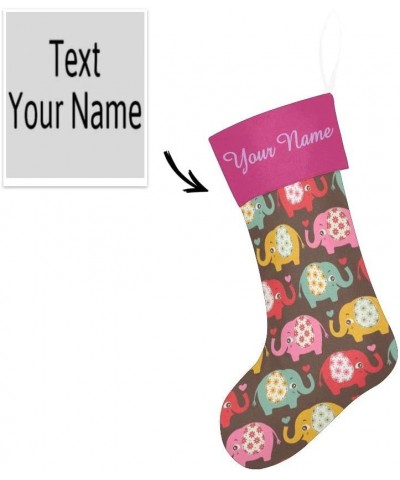 Christmas Stocking Custom Personalized Name Text Colorful Cute Elephants for Family Xmas Party Decoration Gift 17.52 x 7.87 I...