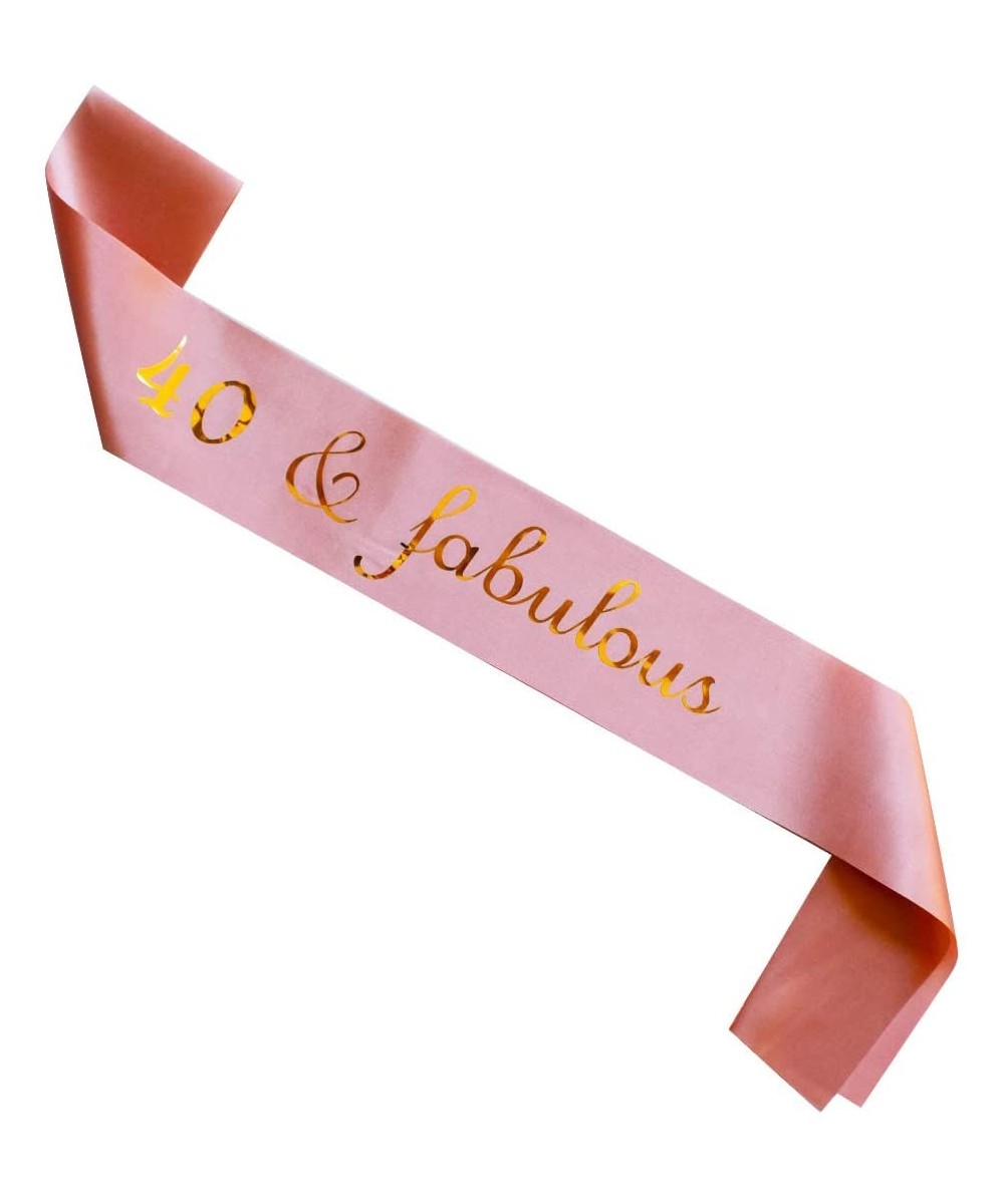 40 & Fabulous Birthday sash- Rose Gold Girl 40th Birthday Gifts Party Supplies- Pink Party Decorations - CS18I348QDU $7.74 Fa...