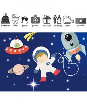 7x5ft Cartoon Outer Space Astronaut Birthday Backdrop for Baby Boy Baby Shower Kids 1st Birthday Party Universe Planet Photo ...