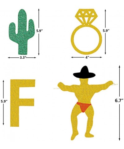 3PCS Gold Glittery Final Fiesta Banner- Glittery Cactus Man Garland- Glittery Cactus Bridal Ring Garland for Bachelorette Bri...