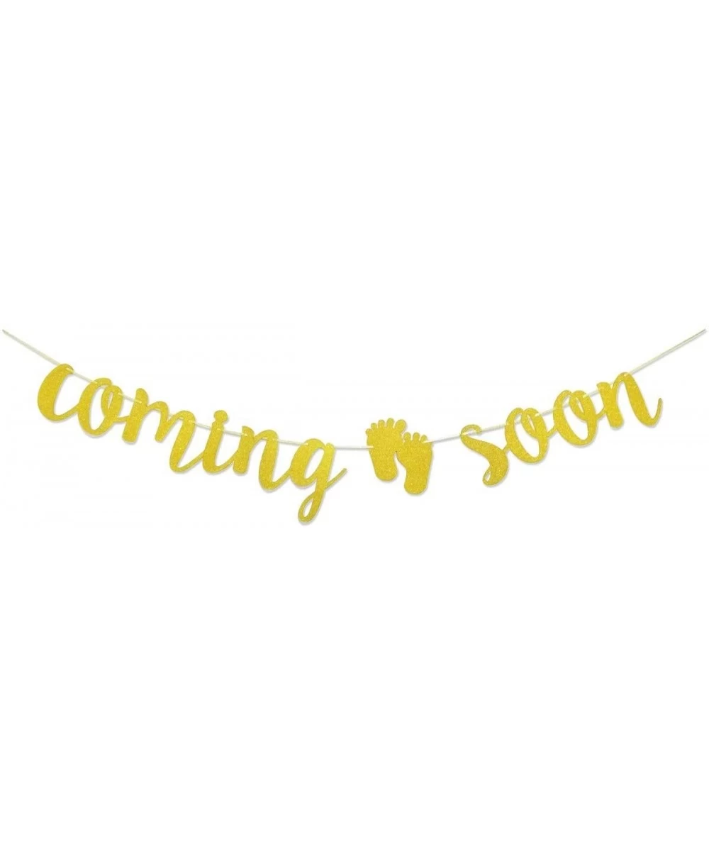 Baby Coming Soon Gold Glitter Banner for Pregnancy Annoucement Baby Shower Supplies Decorations - CH18MDRMN6I $9.92 Banners &...