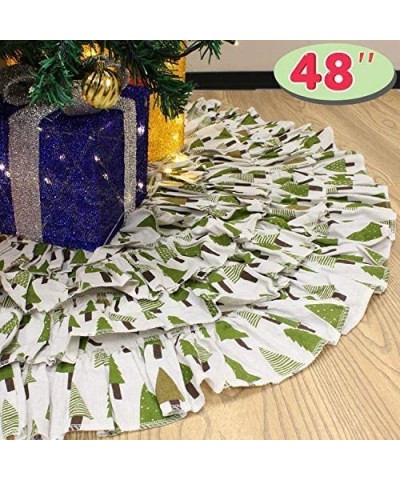Christmas Burlap Ruffle Trim Tree Skirt- 48-inch Diameter Tree Skirt Christmas Decoration - C518KLDYQO8 $12.81 Tree Skirts