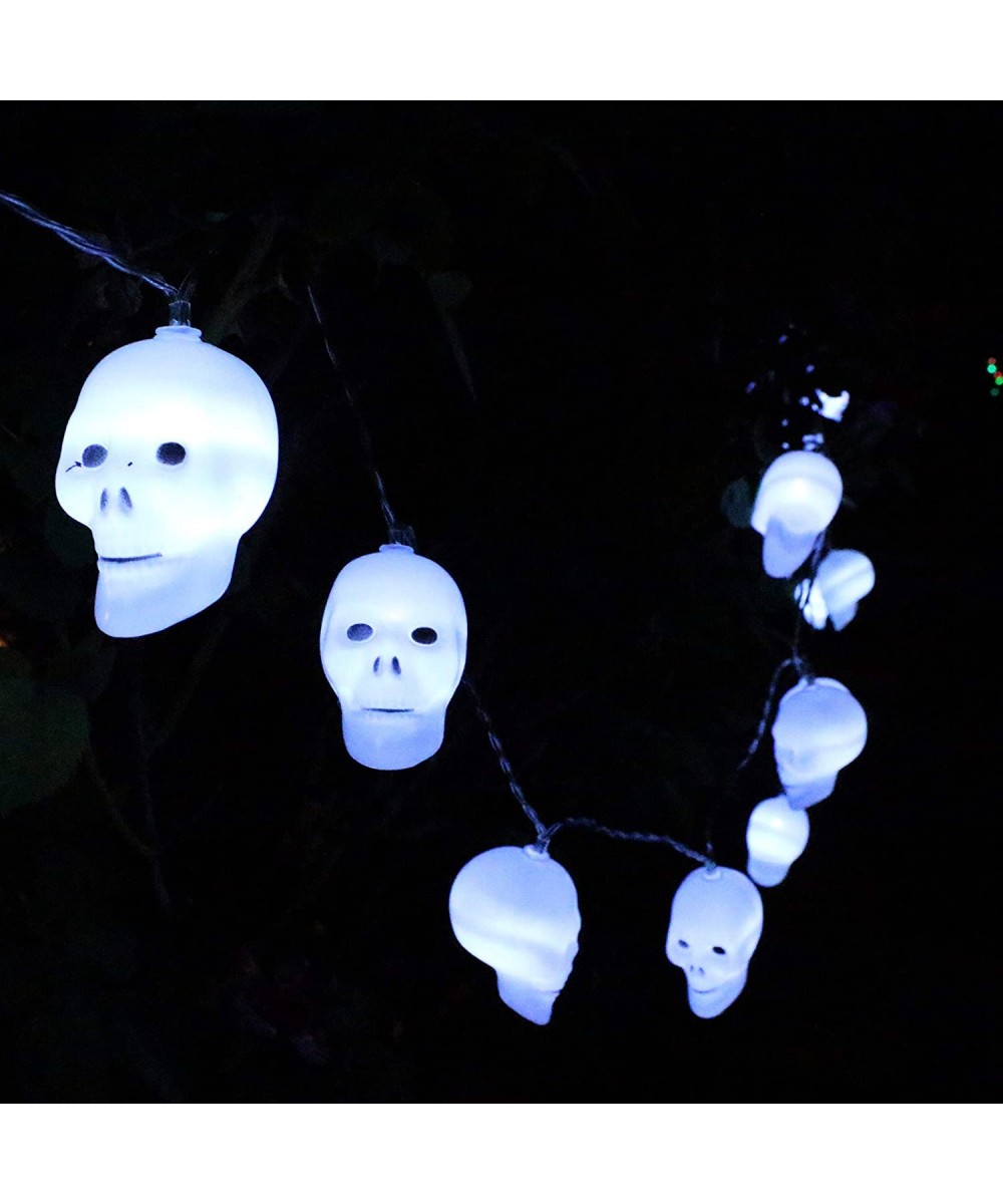 Battery Operated 30 LEDs White/Rainbow Color Skulls String Light for Halloween Indoor and Outdoor Decoration (White) - White ...